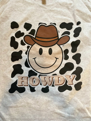 howdy smiley cowboy graphic tee
